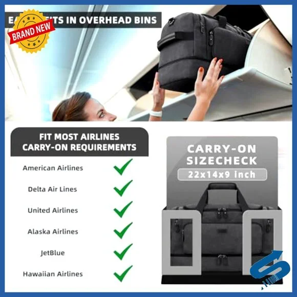 Water Resistant Canvas Travel Duffel Bag Airline Approved Carry On Luggage